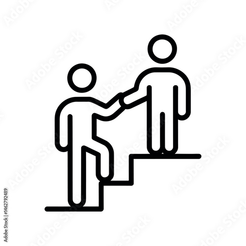 Helping Hand Up the Stairs Icon Line Art Graphic Design Element
