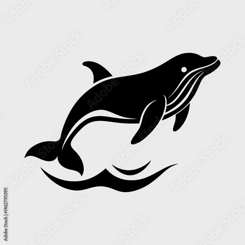 simple vector silhouette of a whale breaching vector illustration