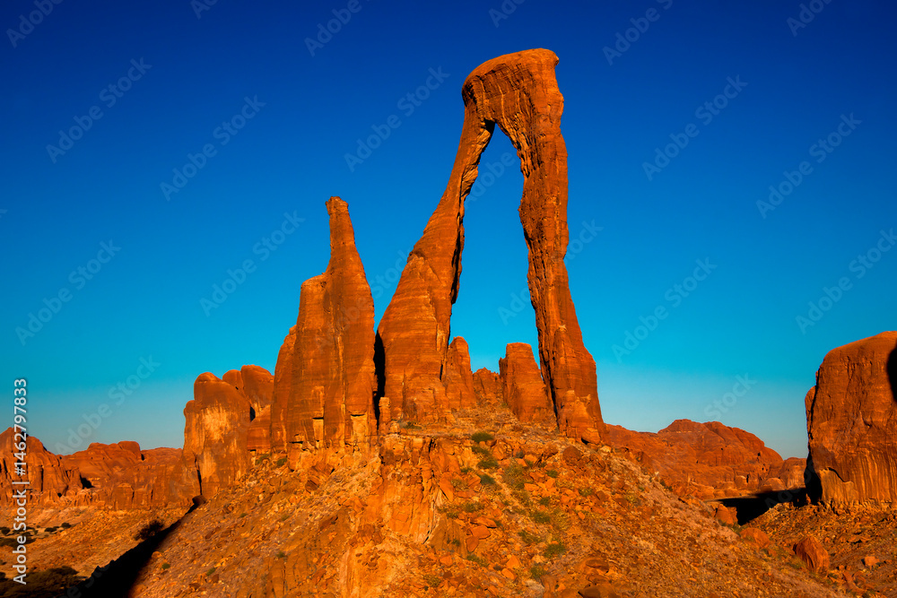 Desert erosion formation in Ennedi plateu in Chad. Ennedi plateu desert landscape