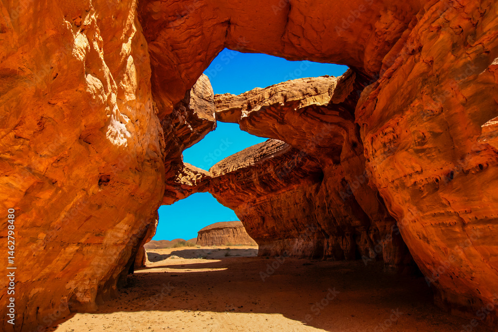 Desert erosion formation in Ennedi plateu in Chad. Ennedi plateu desert landscape