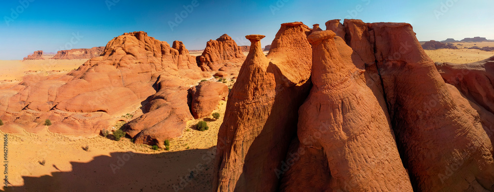Desert erosion formation in Ennedi plateu in Chad. Ennedi plateu desert landscape