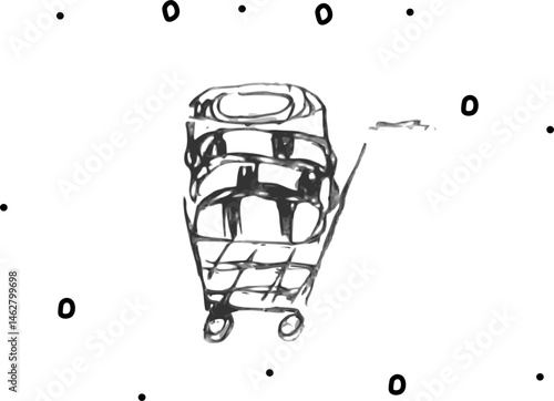 Casino Chip Cart. Casino, gambling, entertainment. White background, free space, vector illustration new