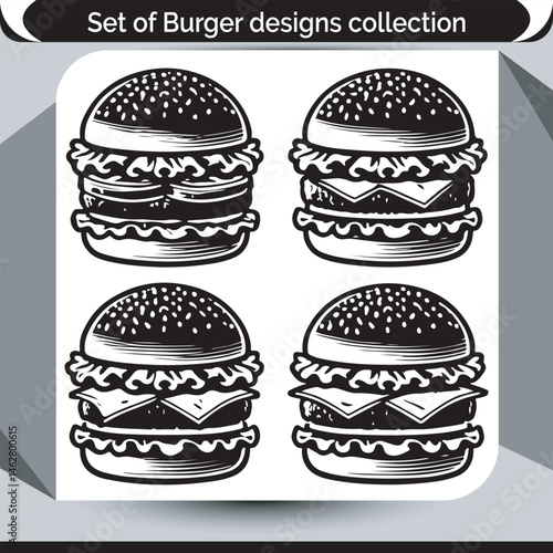 Flat burger vector design ideal for food delivery app branding