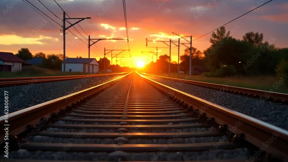 Sunset Train Tracks with a Distant Train
Sunset Train Tracks with a Distant Train