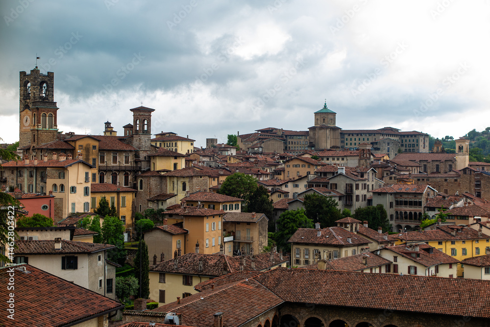 Fototapeta premium Skyline of Bergamo Alta town in Lombardy