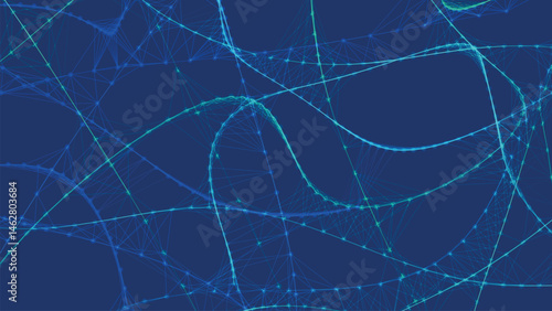 Abstract background with connecting dots and lines. Neural connections. Network connection structure. Weave effect. 3D Abstract vector illustration.