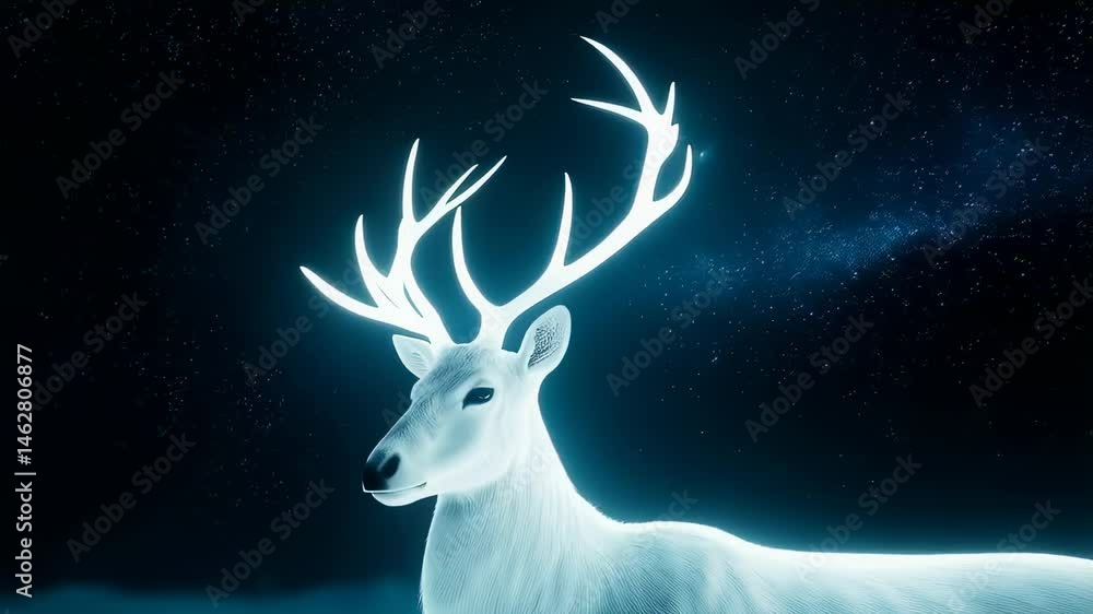 Glowing White Deer in a Night Sky Glowing White Deer in a Night Sky