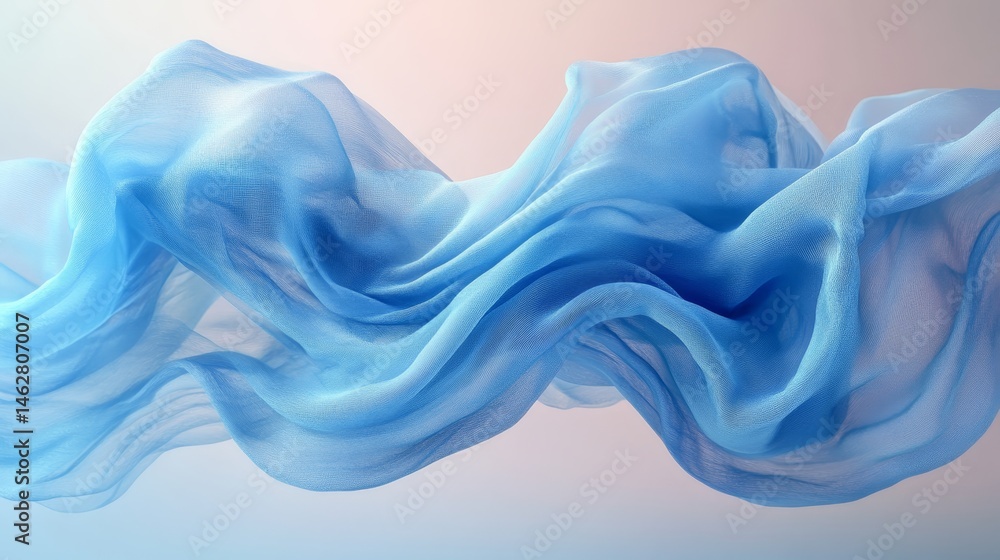 Obraz premium A delicate blue cloth suspended above a soft, pastel-colored background