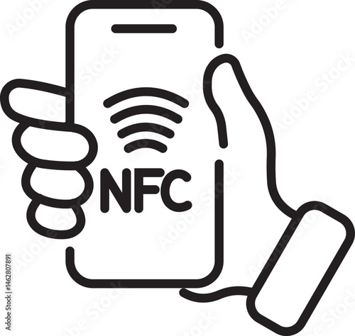 NFC & contactless payment vector icon —editable wireless tap symbol.

