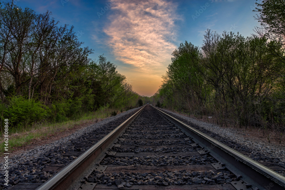 railroad tracks in the morning. railway in early morning