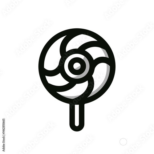 Lollipop Icon in Minimalist Style with Black Outline  