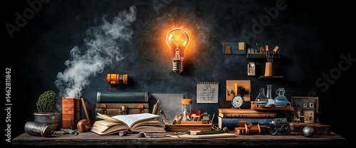 Wallpaper Mural Vintage scientist's study, illuminated by idea Torontodigital.ca