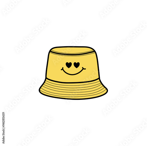 Cartoon Bucket hat. Women's and men's accessories. Vector illustration.