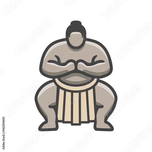 Sumo wrestler icon demonstrating readiness in Japanese style  