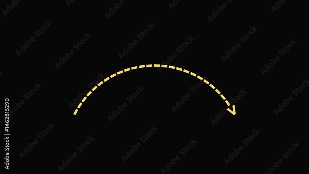 Yellow dotted arrow pointing left to right on black background.