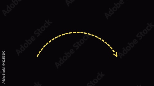 Yellow dotted arrow pointing left to right on black background.