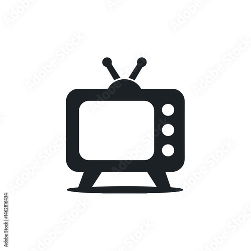 Vintage television illustration in black silhouette style  