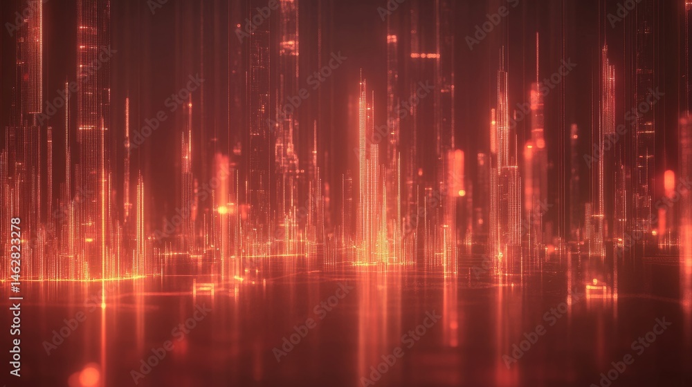 Abstract Geometric Data-Scape Visualization with Glowing Lines and Nodes Abstract Geometric Data-Scape Visualization with Glowing Lines and Nodes