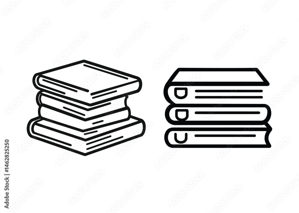 Stack of Books Line Art Icon Illustration perfect for Education, Reading, and Library Themes Stack of Books Line Art Icon Illustration perfect for Education, Reading, and Library Themes