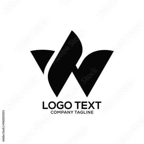 w letter black creative logo design
