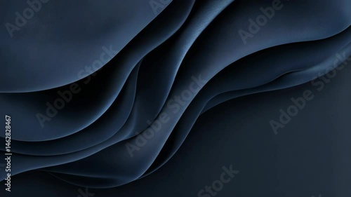 Abstract textured navy blue fabric featuring wavy patterns and soft shadows creates a modern and elegant background for graphic design projects