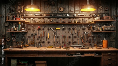 Well-equipped workshop with vintage tools