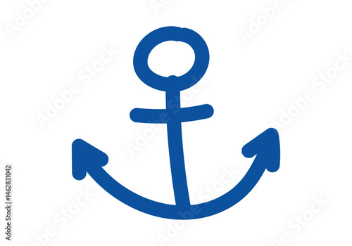 Icono azul de ancla hecho de trazo de pincel