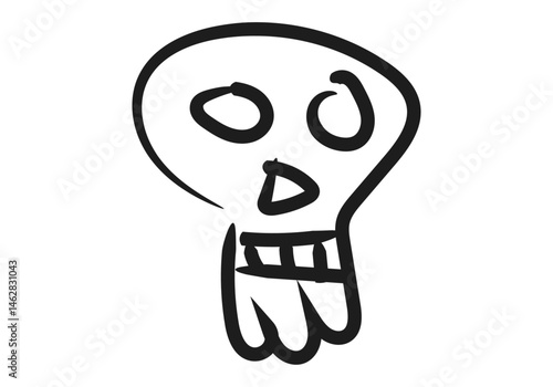 Icono negro de calavera o cráneo dibujada con trazo de pincel
