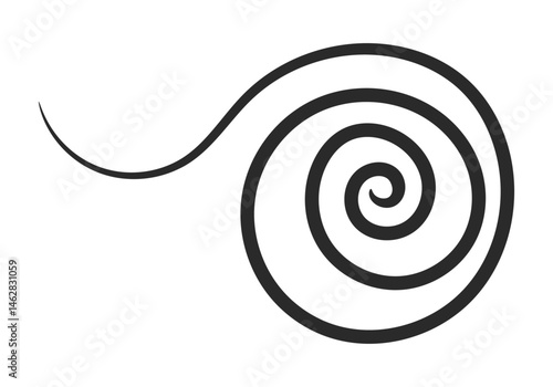 Dibujo de espiral dibujado con trazo de pincel negro