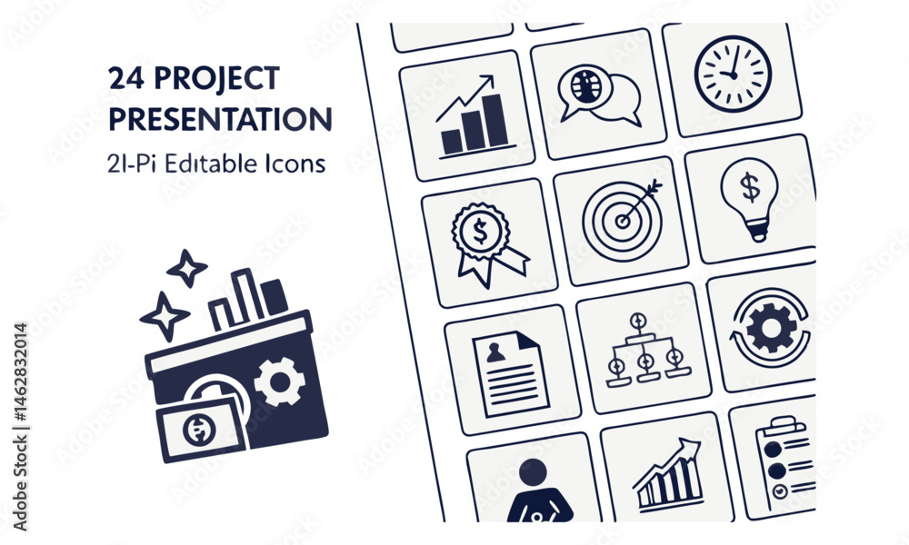 Naklejka premium 3d isometric business icon, vector infographic elements, data visualization, presentation slide template, professional corporate dashboard