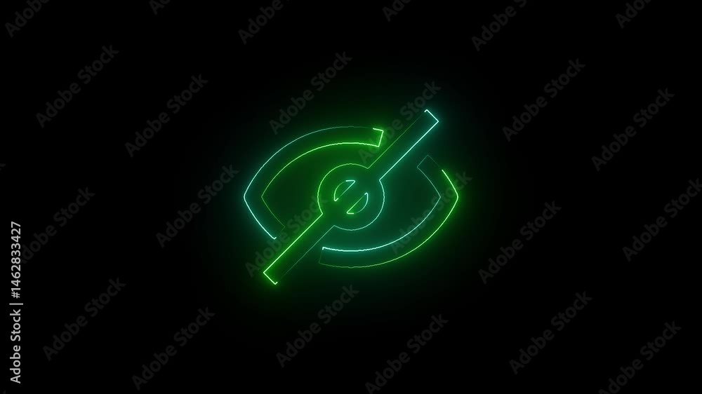 Glowing neon line Invisible or hide icon isolated on black background. Glowing neon line Invisible or hide icon isolated on black background.