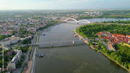 Wallpaper Mural Novi Sad, Serbia, captured from the air with a stunning view of the Petrovaradin Fortress and the Sava River. A perfect blend of history, architecture, and natural beauty Torontodigital.ca