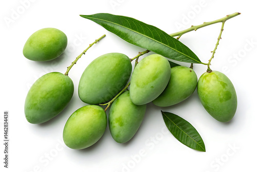 Wallpaper Mural green mangoes cluster of unripe fruit image isolated on white Torontodigital.ca
