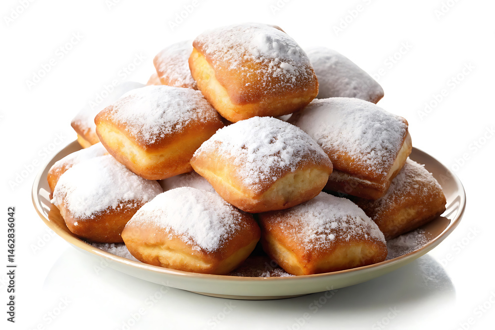plate of delicious beignets image isolated on a white plate of delicious beignets image isolated on a white