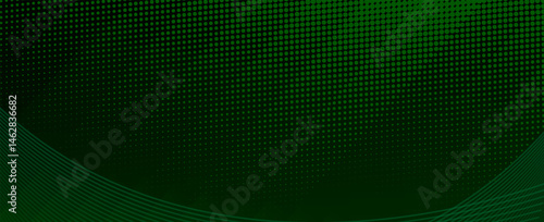 Green abstract background diagonal geometric shape with halftone. Modern fiber textured vector