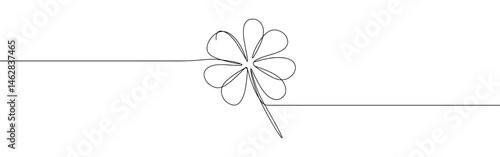  Four leaf clover continuous one line drawing. Good luck symbol.