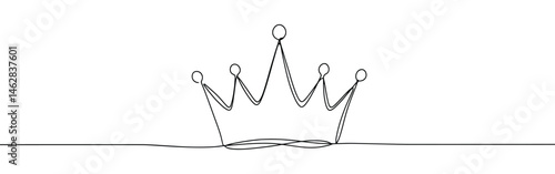 Crown continuous one line drawing. Royal crown symbol.