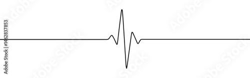 Heart cardiogram continuous one line drawing. Heart rate pulse.
