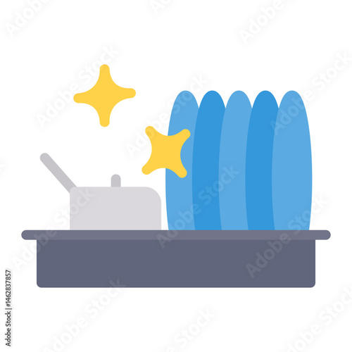 Colorful Flat Clean Dishes Icon