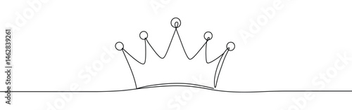 Crown continuous one line drawing. Royal crown symbol.