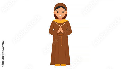 brown nun praying cartoon character clip art preview