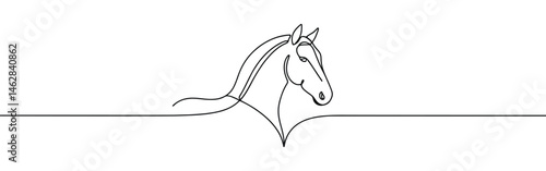 Horse continuous one line drawing. Farm or hippodrome concept.