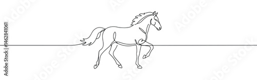 Horse continuous one line drawing. Farm or hippodrome concept.