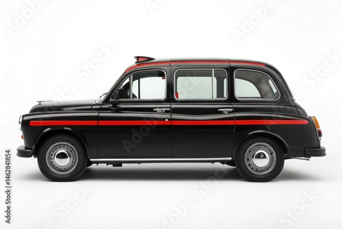 Black London Taxi on White Background Highlighting Classic Design Generative AI