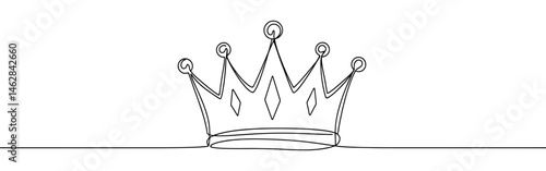 Crown continuous one line drawing. Royal crown symbol.