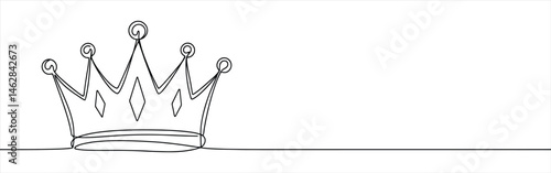 Crown continuous one line drawing. Royal crown symbol.