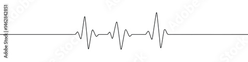 Heart cardiogram continuous one line drawing. Heart rate pulse.