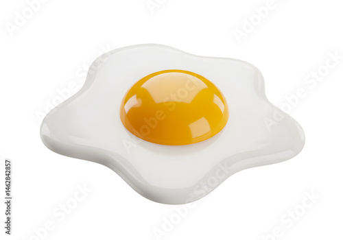 Realistic Glossy Fried Egg with Bright Yellow Yolk – Isolated on PNG Background.