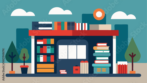 sleek modern bookstore filled with textbooks school merchandise and reference materials.