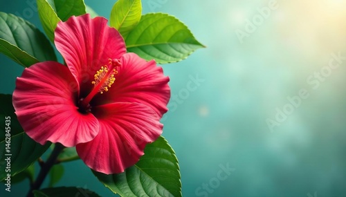 Wallpaper Mural Bold tropical hibiscus blooms, vibrant green leaves, illustration, nature, floral Torontodigital.ca